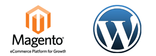 Logos of Magento and WordPress